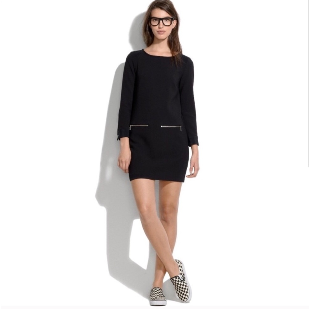 ❤️ Madewell mod style zipper pocket black dress